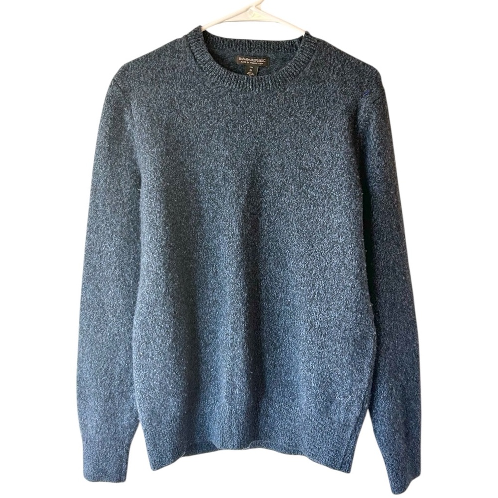 Banana Republic Men's Crewneck Italian Yarn Wool Blue Sweater